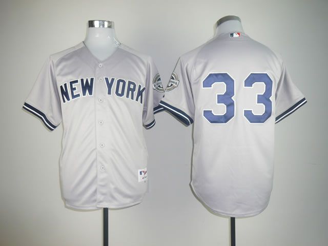 Men New York Yankees #33 No name Grey Throwback MLB Jerseys->new york yankees->MLB Jersey